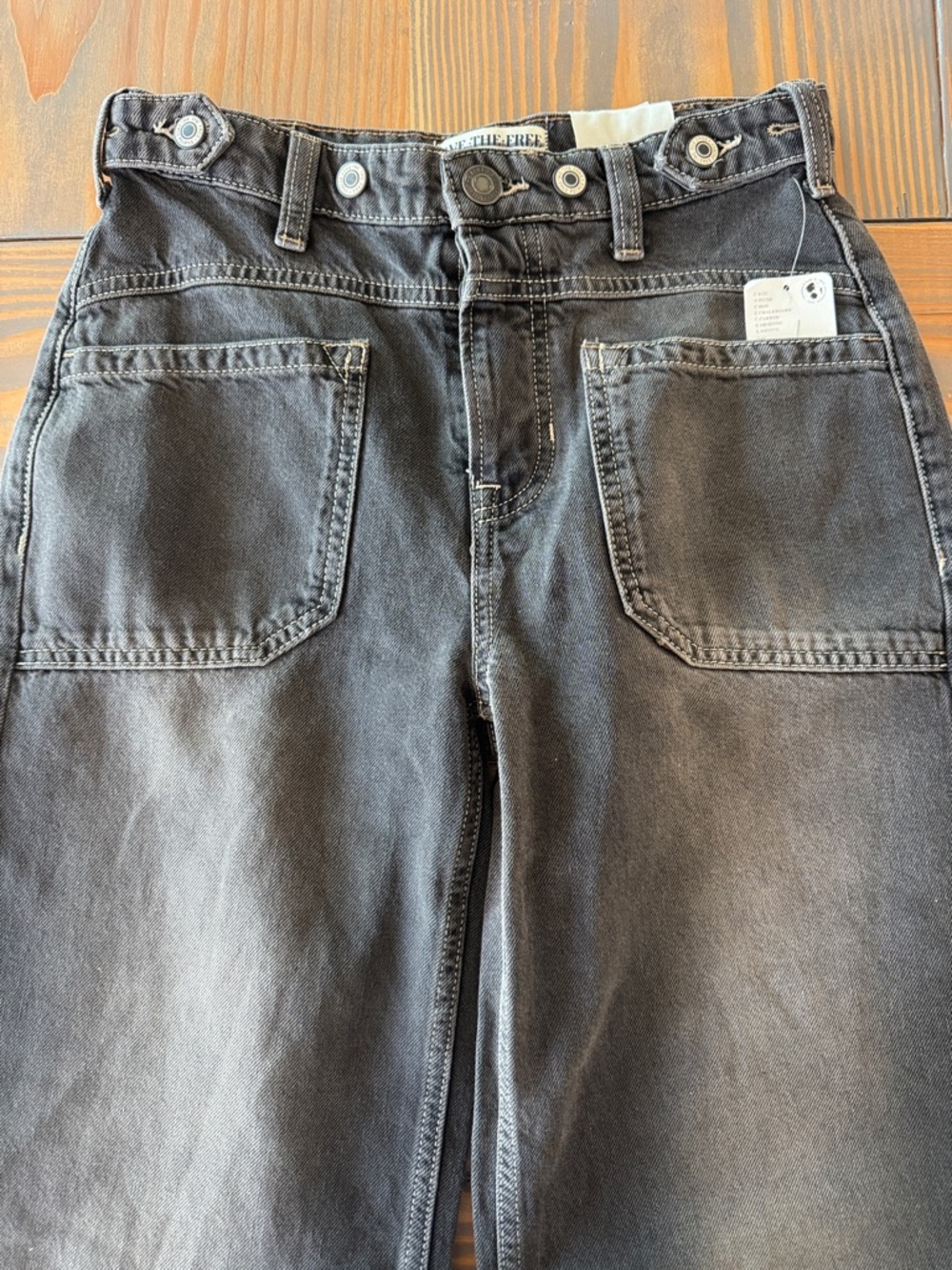 NWT Free People Palmer Cuffed Wide-Leg Jeans Black 24